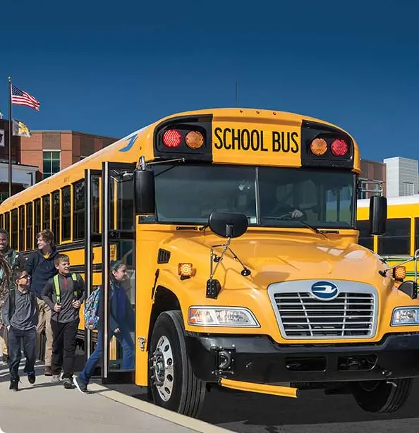 Servicing School Buses from the Blue Bird Company